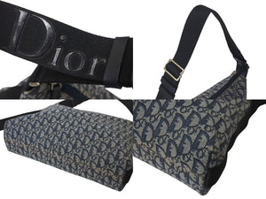 Christian Dior クリスチャンディオール トロッター柄 ショルダーバッグ ネイビー キャンバス 美品 中古 4b000167