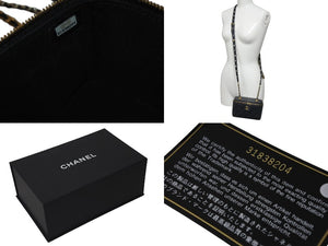 極美品 CHANEL シャネル バニティ ショルダーバッグ 31番台 ココマーク ラムスキン キルティング ブラック ゴールド金具 中古 4b000185