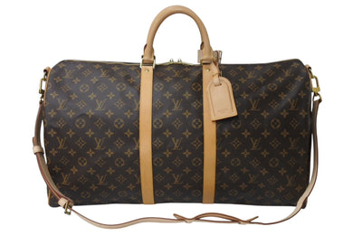 新品同様 LOUIS VUITTON ルイヴィトン キーポルバンドリエール 55 ボストンバッグ M41414 モノグラム ブラウン 中古 4b000191