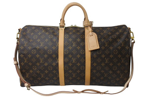 新品同様 LOUIS VUITTON ルイヴィトン キーポルバンドリエール 55 ボストンバッグ M41414 モノグラム ブラウン 中古 4b000191