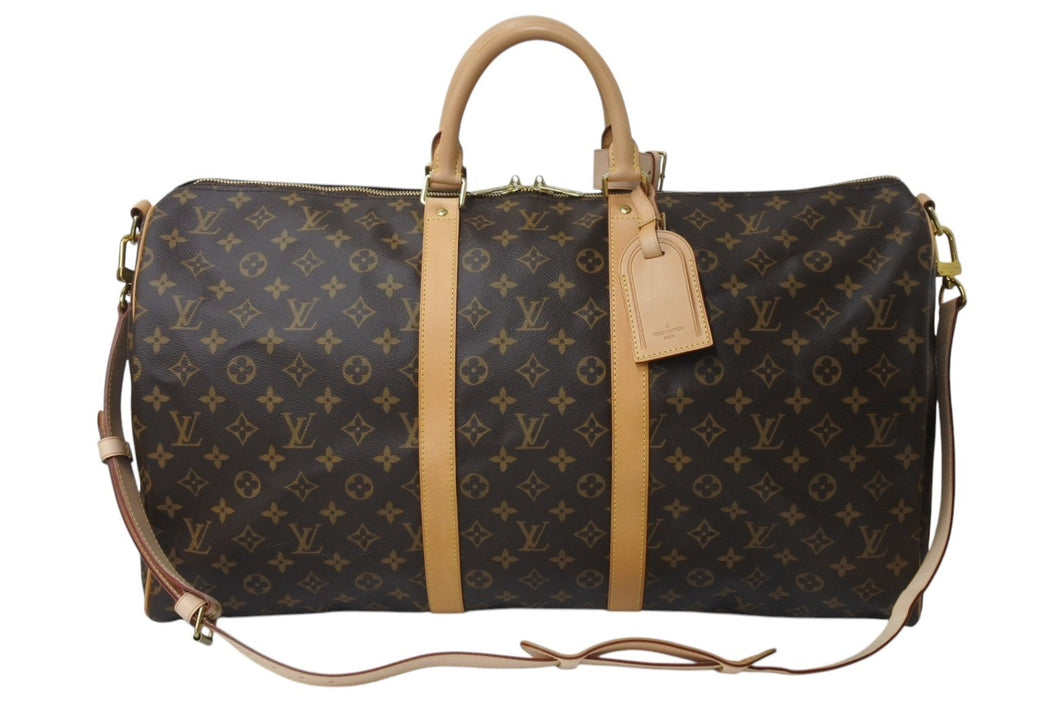 新品同様 LOUIS VUITTON ルイヴィトン キーポルバンドリエール 55 ボストンバッグ M41414 モノグラム ブラウン 中古 4b000191
