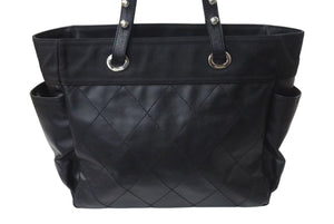 新品同様 CHANEL シャネル パリビアリッツ トートバッグMM ココマーク A34209 コーティングキャンバス レザー シルバー金具 中古 4b000192