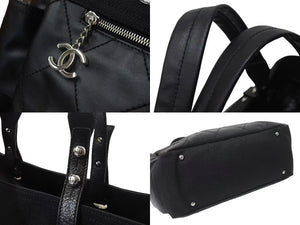 新品同様 CHANEL シャネル パリビアリッツ トートバッグMM ココマーク A34209 コーティングキャンバス レザー シルバー金具 中古 4b000192