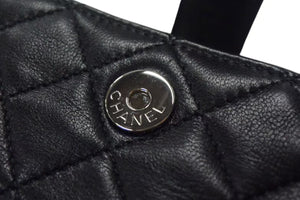 極美品 CHANEL シャネル ポーチ コインケース A48227 キルティング ココマーク ブラック シルバー金具 中古 4b000194