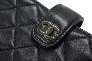 極美品 CHANEL シャネル ポーチ コインケース A48227 キルティング ココマーク ブラック シルバー金具 中古 4b000194