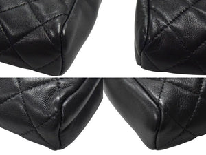 極美品 CHANEL シャネル ポーチ コインケース A48227 キルティング ココマーク ブラック シルバー金具 中古 4b000194