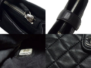 極美品 CHANEL シャネル ポーチ コインケース A48227 キルティング ココマーク ブラック シルバー金具 中古 4b000194