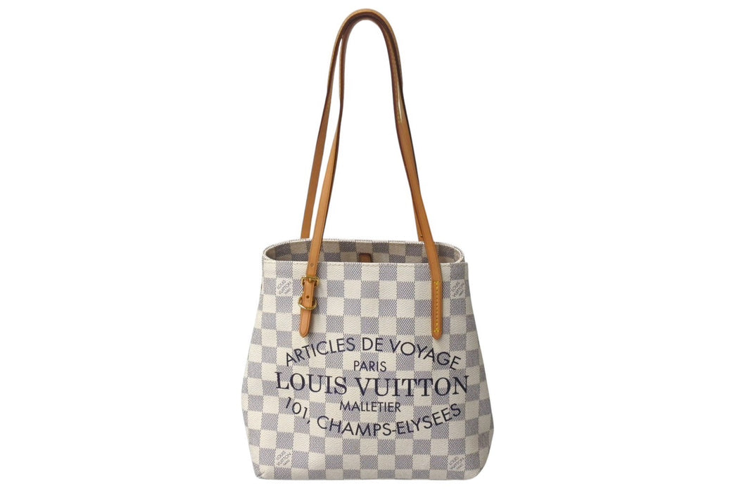 LOUIS VUITTON ルイヴィトン ダミエアズールキャンバス カバPM トートバッグ N41376 DU1114 ホワイト 美品 中古 4b000199