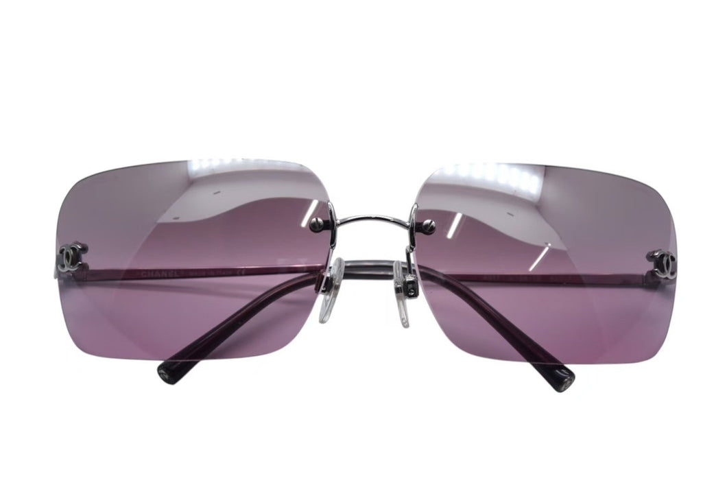 極美品 CHANEL シャネル リムレス サングラス 4017 c.124/7E サイズ62□17 120 ココマーク ピンク グラデーション 中古 4b000205