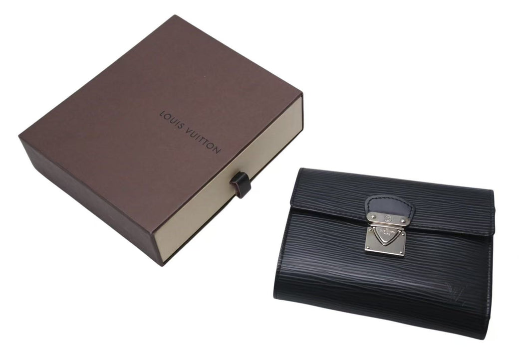 LOUIS VUITTON ルイヴィトン エピ ポルトフォイユコアラ ノワール M58012 三つ折り財布 ブラック SR0095 美品 中古 4b000208