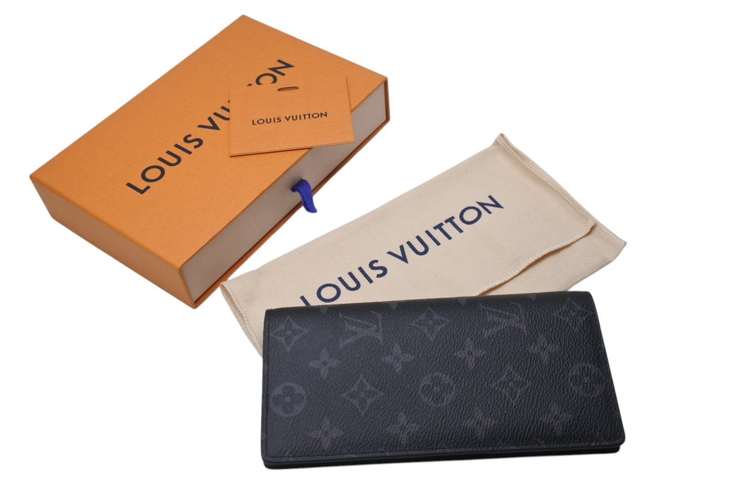 新品未使用 LOUIS VUITTON ルイヴィトン ポルトフォイユ ブラザ 長財布 モノグラム エクリプス M61697 ブラック シルバー金具 中古 4b000209