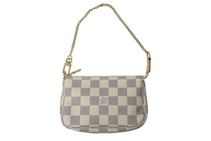 新品同様 LOUIS VUITTON ルイヴィトン ミニポシェットアクセソワール アクセサリーポーチ N58010 ダミエアズール ホワイト 中古 4b000210