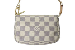新品同様 LOUIS VUITTON ルイヴィトン ミニポシェットアクセソワール アクセサリーポーチ N58010 ダミエアズール ホワイト 中古 4b000210