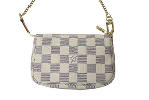 新品同様 LOUIS VUITTON ルイヴィトン ミニポシェットアクセソワール アクセサリーポーチ N58010 ダミエアズール ホワイト 中古 4b000210