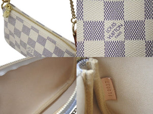 新品同様 LOUIS VUITTON ルイヴィトン ミニポシェットアクセソワール アクセサリーポーチ N58010 ダミエアズール ホワイト 中古 4b000210