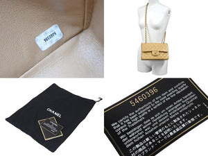 CHANEL シャネル マトラッセ23 ショルダーバッグ 6番台 Wフラップ ベージュ ラムスキン ゴールド金具 美品 中古 4b000217
