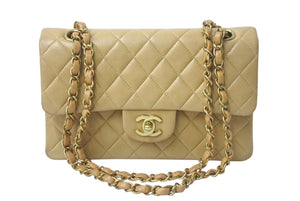 CHANEL シャネル マトラッセ23 ショルダーバッグ 6番台 Wフラップ ベージュ ラムスキン ゴールド金具 美品 中古 4b000217