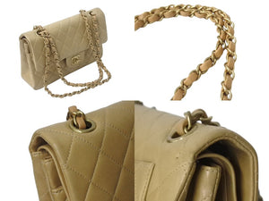CHANEL シャネル マトラッセ23 ショルダーバッグ 6番台 Wフラップ ベージュ ラムスキン ゴールド金具 美品 中古 4b000217