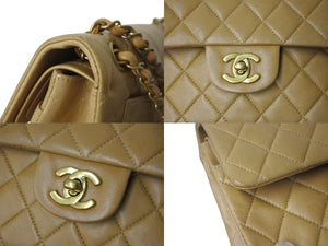 CHANEL シャネル マトラッセ23 ショルダーバッグ 6番台 Wフラップ ベージュ ラムスキン ゴールド金具 美品 中古 4b000217