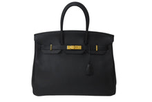 Load image into Gallery viewer, 極美品 HERMES エルメス BIRKIN バーキン35 ブラック シルバー金具 トリヨンクレマンス ハンドバッグ □L刻印 中古 4b000219