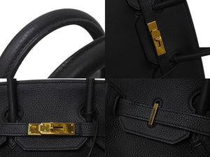 極美品 HERMES エルメス BIRKIN バーキン35 ブラック シルバー金具 トリヨンクレマンス ハンドバッグ □L刻印 中古 4b000219