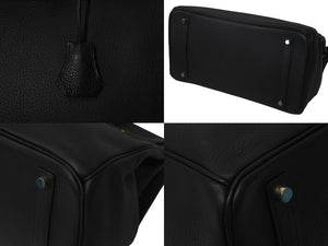 極美品 HERMES エルメス BIRKIN バーキン35 ブラック シルバー金具 トリヨンクレマンス ハンドバッグ □L刻印 中古 4b000219
