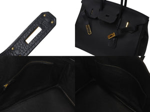 極美品 HERMES エルメス BIRKIN バーキン35 ブラック シルバー金具 トリヨンクレマンス ハンドバッグ □L刻印 中古 4b000219