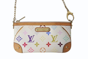 LOUIS VUITTON ルイヴィトン ポシェット ミラMM アクセサリーポーチ M60096 モノグラム マルチカラー ホワイト 美品 中古 4b000236