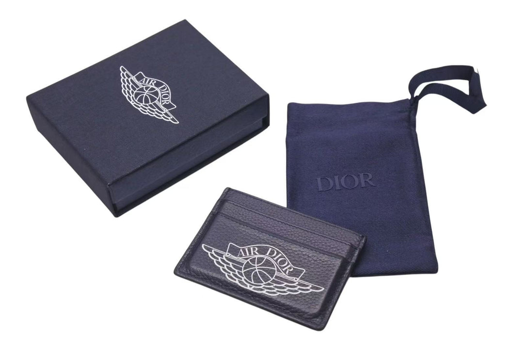ChristianDior クリスチャンディオール NIKE ナイキ AIRDIORロゴプリントレザーカードケース グレー レザー 美品 中古 4b000253
