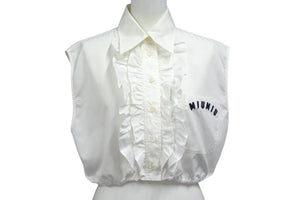 MIU MIU ミュウミュウ 21SS ノースリーブ ショートレングス ポプリンシャツ ブラウス ホワイト サイズ38 MK1528 美品 中古 4b000256