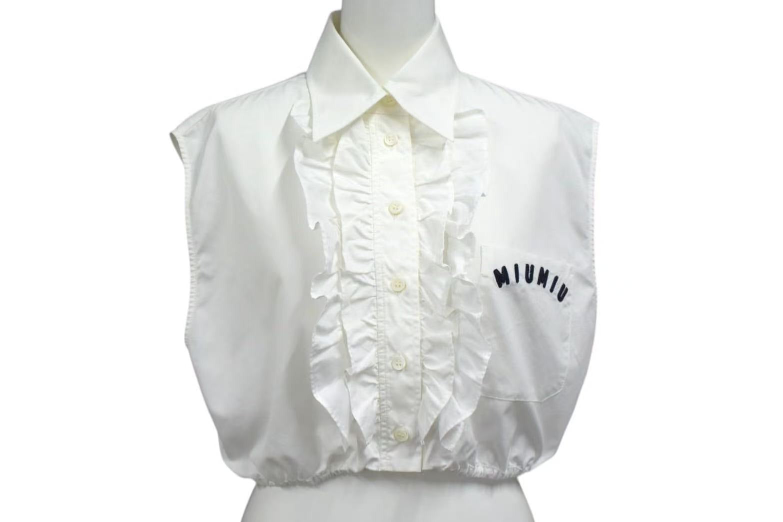 miu miu ミュウミュウ ノーカラージャケット 綿100% 水色 M y2k