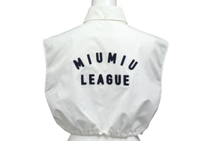 MIU MIU ミュウミュウ 21SS ノースリーブ ショートレングス ポプリンシャツ ブラウス ホワイト サイズ38 MK1528 美品 中古 4b000256