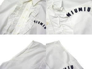 MIU MIU ミュウミュウ 21SS ノースリーブ ショートレングス ポプリンシャツ ブラウス ホワイト サイズ38 MK1528 美品 中古 4b000256