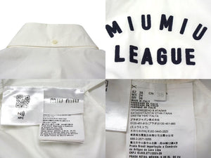 MIU MIU ミュウミュウ 21SS ノースリーブ ショートレングス ポプリンシャツ ブラウス ホワイト サイズ38 MK1528 美品 中古 4b000256