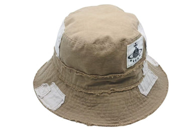 Vivienne Westwood ヴィヴィアンウエストウッド パッチワークバケットハット コットン ブラウン サイズM〜S 美品 中古 4b000259