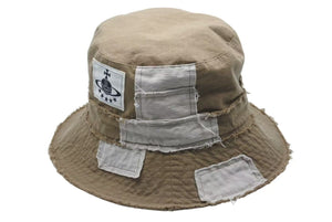 Vivienne Westwood ヴィヴィアンウエストウッド パッチワークバケットハット コットン ブラウン サイズM〜S 美品 中古 4b000259