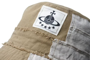 Vivienne Westwood ヴィヴィアンウエストウッド パッチワークバケットハット コットン ブラウン サイズM〜S 美品 中古 4b000259