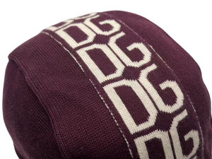 DOLCE&GABBANA ドルチェアンドガッバーナ キャップ ワインレッド ベージュ コットン サイズ60 美品 中古 4b000265