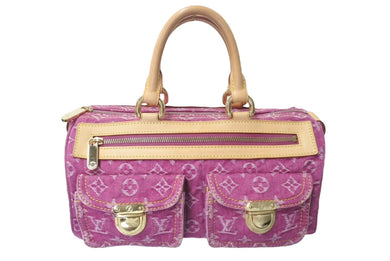 LOUIS VUITTON ルイヴィトン ネオスピーディ ハンドバッグ M95214 モノグラム デニム ピンク ゴールド金具 美品 中古 4b000267