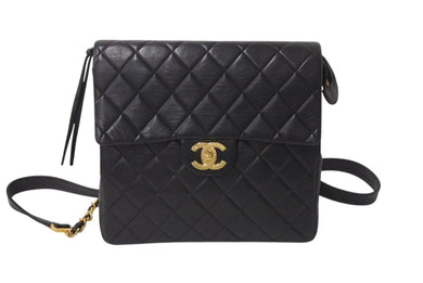 CHANEL シャネル マトラッセラムスキン チェーンリュック ココマーク ブラック ゴールド金具 美品 中古 4b000272