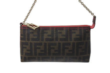 Load image into Gallery viewer, 極美品 FENDI フェンディ アクセサリーポーチ ショルダーバッグ ズッカ PVCコーティングキャンバス 8BR592 ブラウン ゴールド金具 中古 4b000274