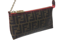 Load image into Gallery viewer, 極美品 FENDI フェンディ アクセサリーポーチ ショルダーバッグ ズッカ PVCコーティングキャンバス 8BR592 ブラウン ゴールド金具 中古 4b000274