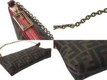 Load image into Gallery viewer, 極美品 FENDI フェンディ アクセサリーポーチ ショルダーバッグ ズッカ PVCコーティングキャンバス 8BR592 ブラウン ゴールド金具 中古 4b000274