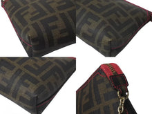 Load image into Gallery viewer, 極美品 FENDI フェンディ アクセサリーポーチ ショルダーバッグ ズッカ PVCコーティングキャンバス 8BR592 ブラウン ゴールド金具 中古 4b000274