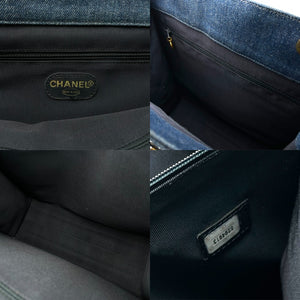 CHANEL シャネル チェーントートバッグ 5番台 デニム キルティング インディゴブルー ゴールド金具 イタリア製 美品 中古 4b000275