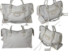 Load image into Gallery viewer, BALENCIAGA バレンシアガ ザ シティ メタリックエッジ 2WAYバッグ ハンドバッグ ワンショルダーバッグ グレー ゴールド 美品 中古 4b000276