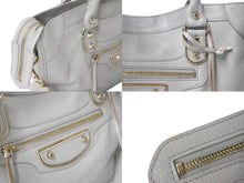 Load image into Gallery viewer, BALENCIAGA バレンシアガ ザ シティ メタリックエッジ 2WAYバッグ ハンドバッグ ワンショルダーバッグ グレー ゴールド 美品 中古 4b000276