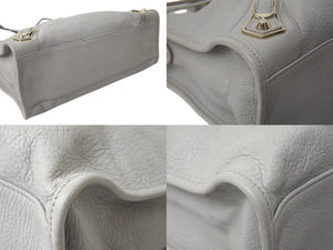BALENCIAGA バレンシアガ ザ シティ メタリックエッジ 2WAYバッグ ハンドバッグ ワンショルダーバッグ グレー ゴールド 美品 中古 4b000276
