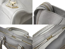 Load image into Gallery viewer, BALENCIAGA バレンシアガ ザ シティ メタリックエッジ 2WAYバッグ ハンドバッグ ワンショルダーバッグ グレー ゴールド 美品 中古 4b000276