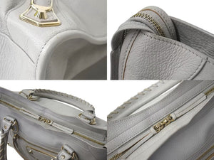 BALENCIAGA バレンシアガ ザ シティ メタリックエッジ 2WAYバッグ ハンドバッグ ワンショルダーバッグ グレー ゴールド 美品 中古 4b000276